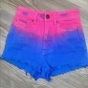 Pinky & Blue Tie Dye Denim Shorts